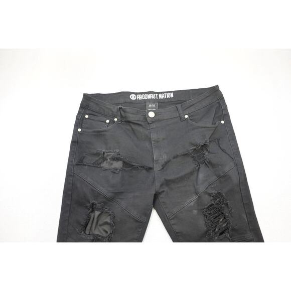 Argonaut Nation Slim Stretch Distressed Denim Jeans Black Mens Size 38 x 32 - Picture 7 of 9